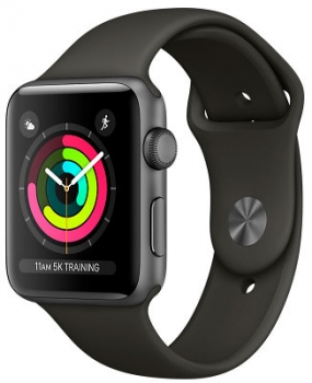 Apple Watch 3 38mm Space Grey Aluminum Case Grey Sport Band Apple Watch 3 38mm Space Grey Aluminum Case Grey Sport Band